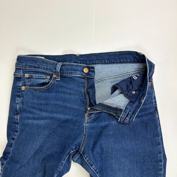 Gap Classic Straight Mid Rise Jeans Dark Blue Denim Raw Hem Cotton 14 Long Tall - Picture 2 of 12